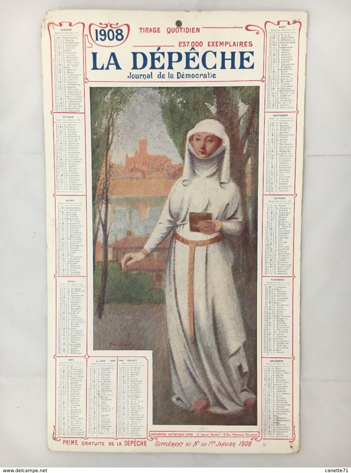 Calendrier La Dépêche - 1908 - Big : 1901-20