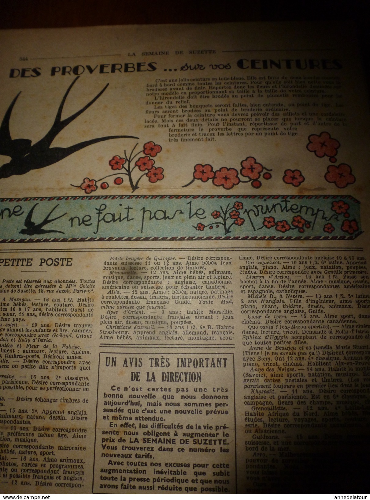 1948 LSDS (La Semaine De Suzette): LE CANARD ET LE COQUELICOT ; Etc - La Semaine De Suzette