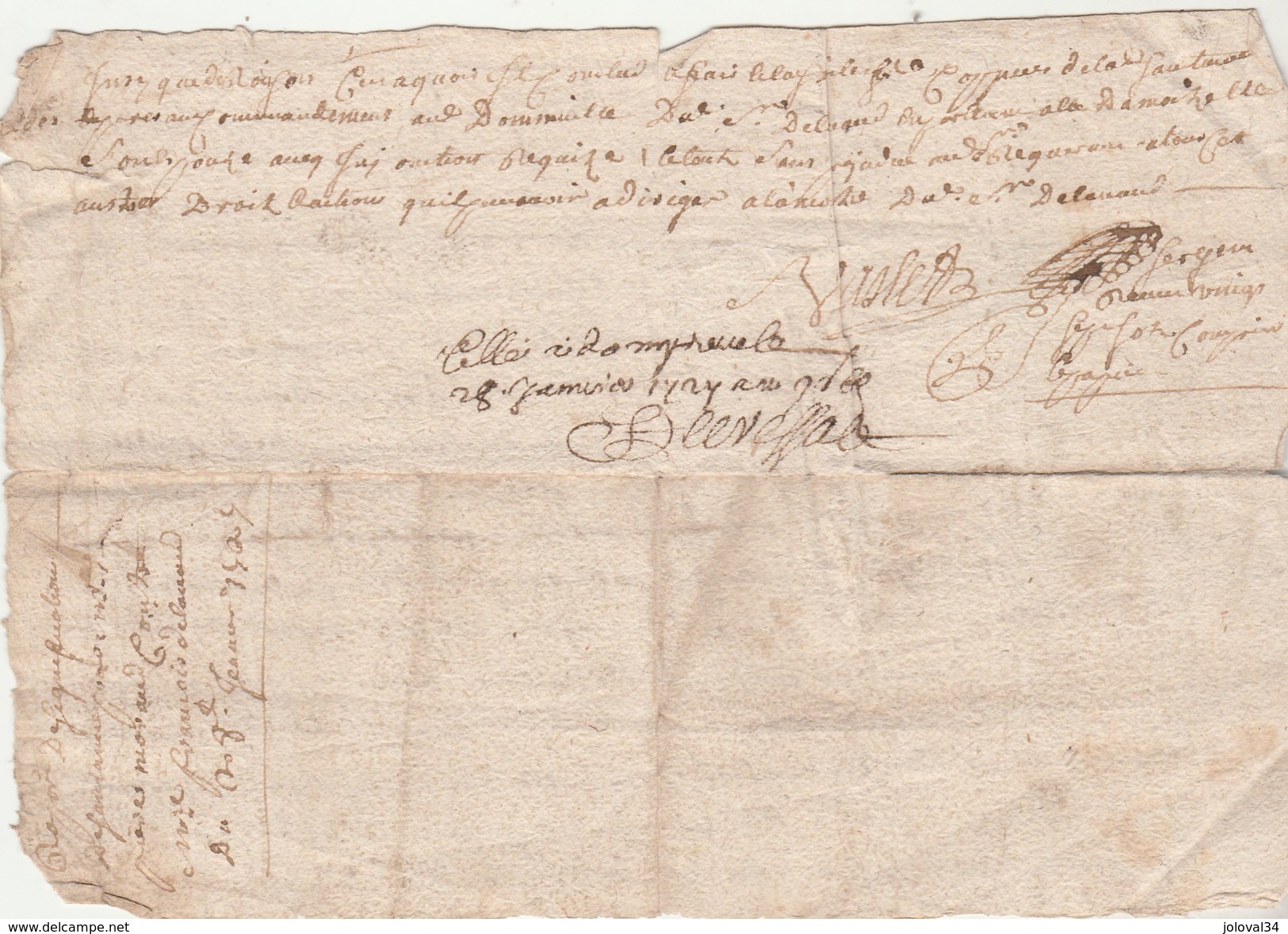 Manuscrit Cachet Généralité LIMOGES Huit Deniers 8/1/1727   Moreau De La Jarrige, Arnac Haute Vienne - Matasellos Generales