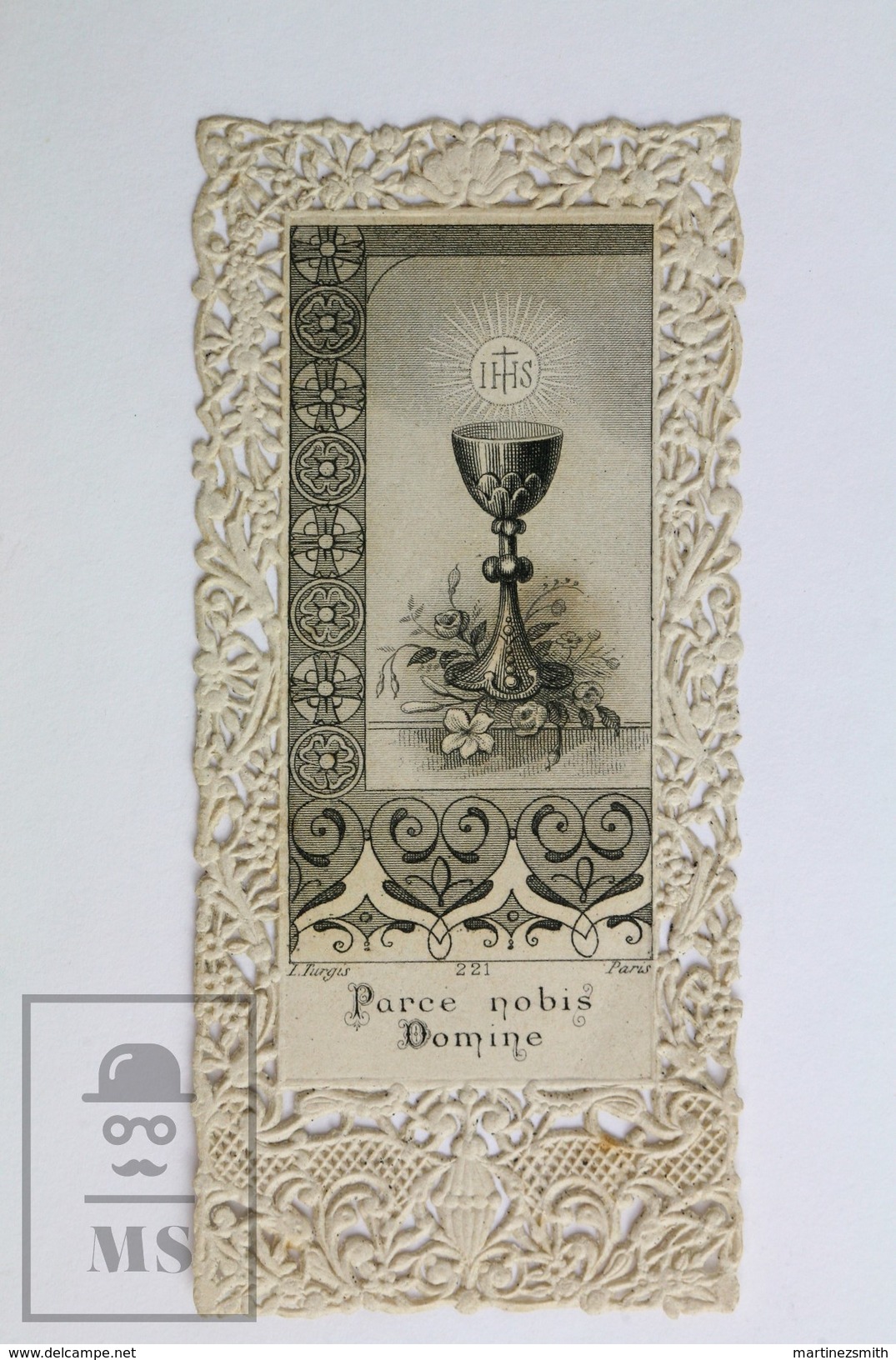 Antique Paper Lace Holy Card - French Editor. L. Turgis - Holy Grail - Printed In Paris Circa 1930's - Imágenes Religiosas