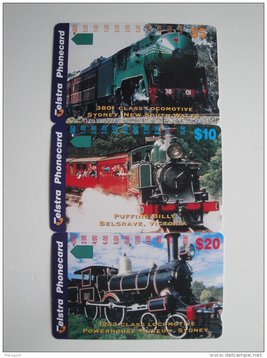 3 Tamura Phonecards From Australia - Trains - Australia