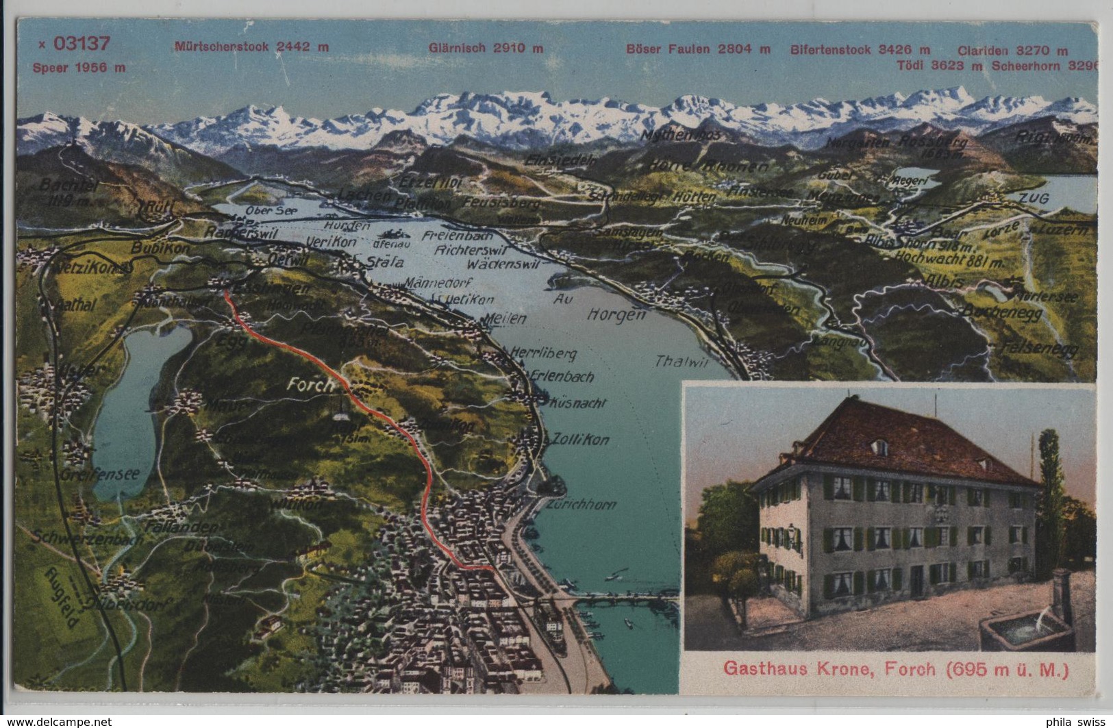 Panorama Zürichsee & Greifensee - Gasthaus Krone Forch - Photoglob - Greifensee