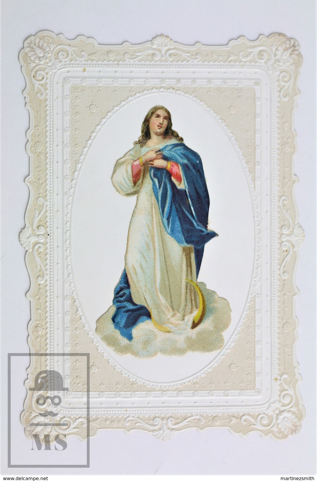 Vintage Embossed Plastic Holy Card - Virgin Mary - Images Religieuses