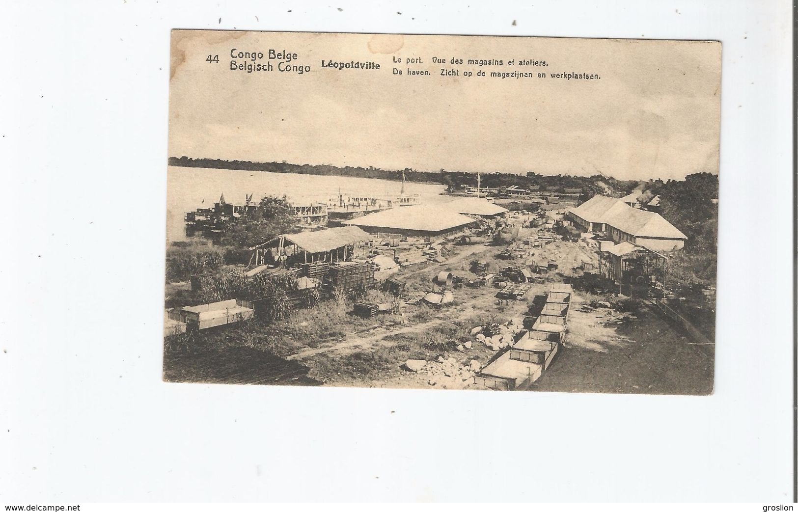 LEOPOLDVILLE (KINSHASA) 44 CONGO BELGE LE PORT . UNE VUE DES MAGASINS ET ATELIERS (CARTE AVEC ENTIER POSTAL) - Kinshasa - Léopoldville