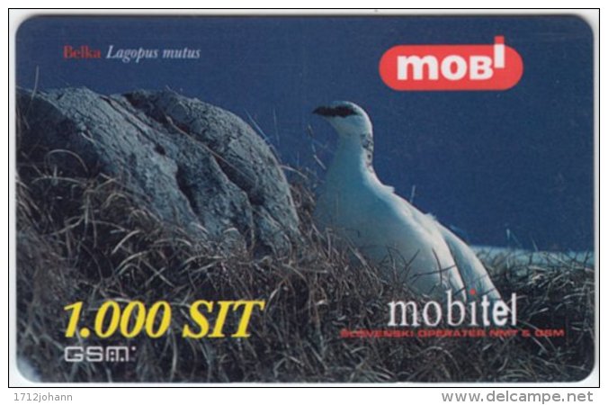 SLOVENIA B-203 Prepaid Mobi - Animal, Bird, Rock Ptarmigan - Val. 31/12/2001 - Used - Slovenia