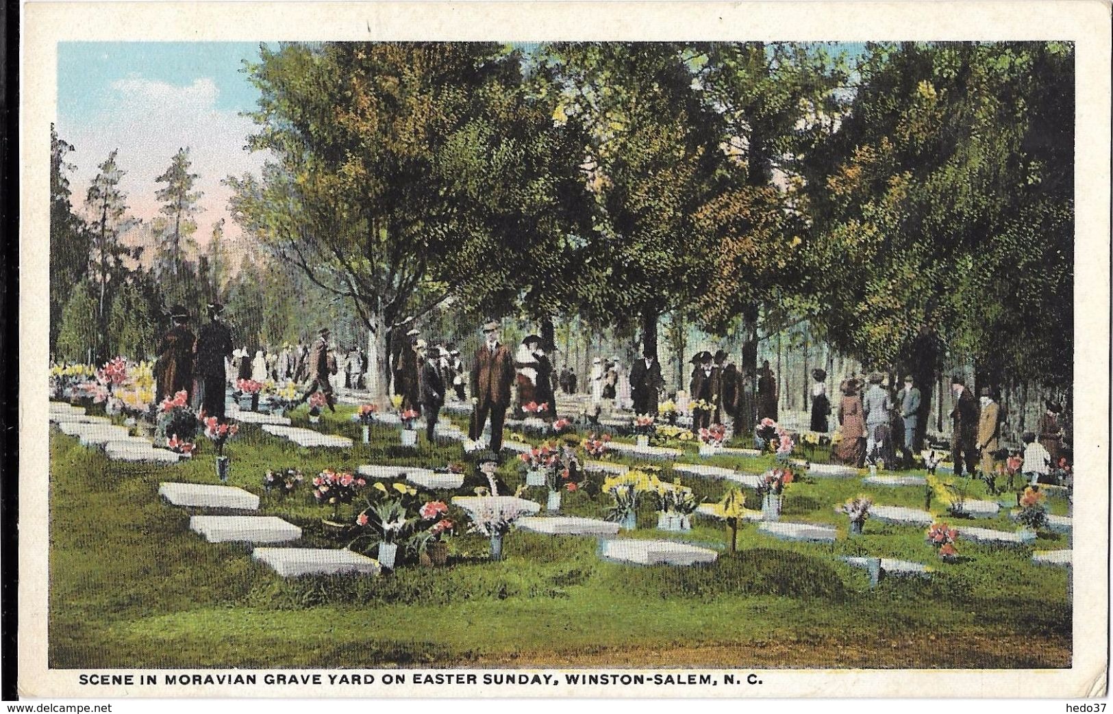 Scene In Moravian Grave Yard On Easter Sunday, Winston-Salem - Winston Salem
