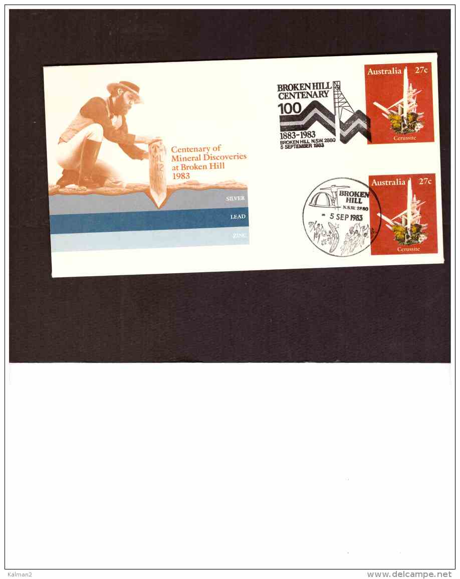 AU158   -   COVER    WITH CANCELS   BROKEN HILL CENTENARY - Minerals