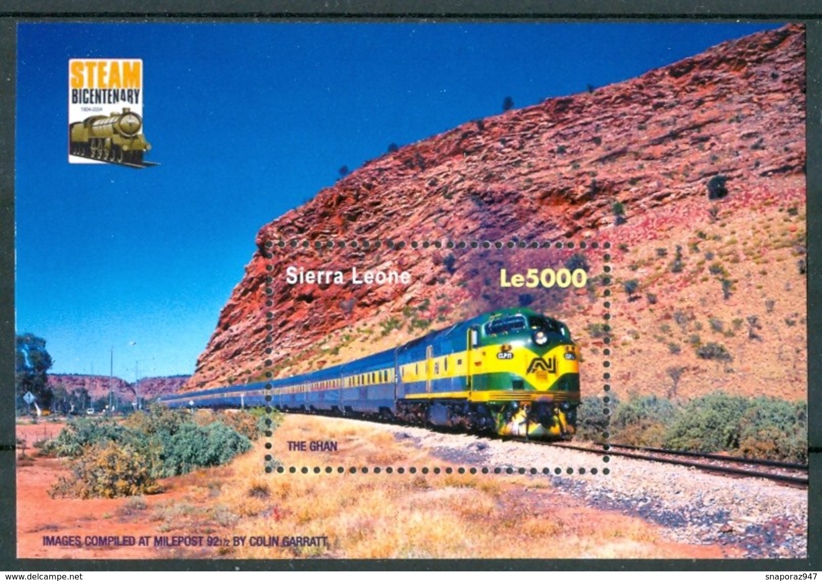 2004 Sierra Leone "The Ghan" Treni Trains Railways Block MNH** Sie99 - Treni