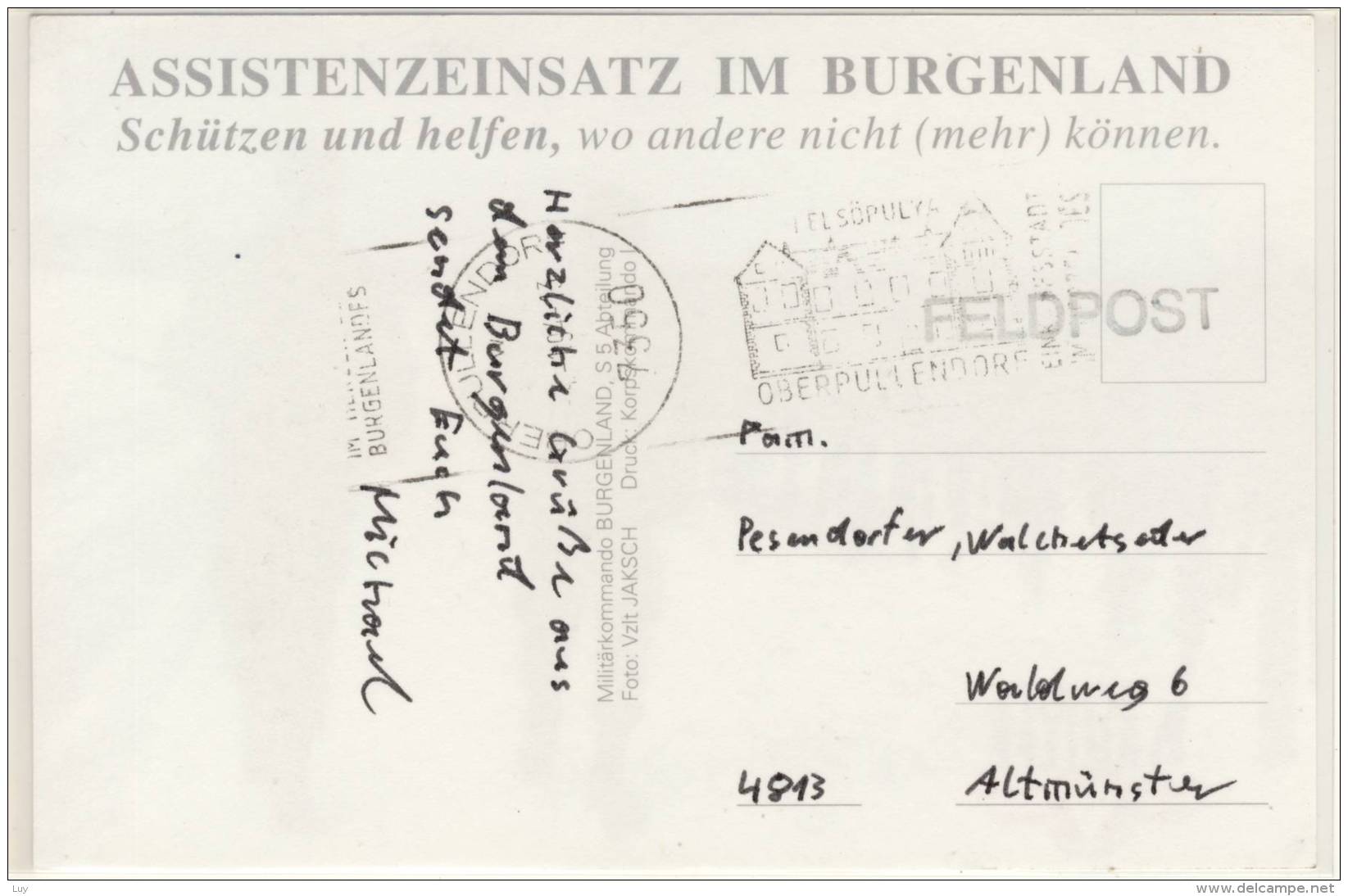 HEEER BUNDESHEER FELDPOST VON ASSISTENZEINSATZ IM BURGENLAND 1994 - Patriotiques