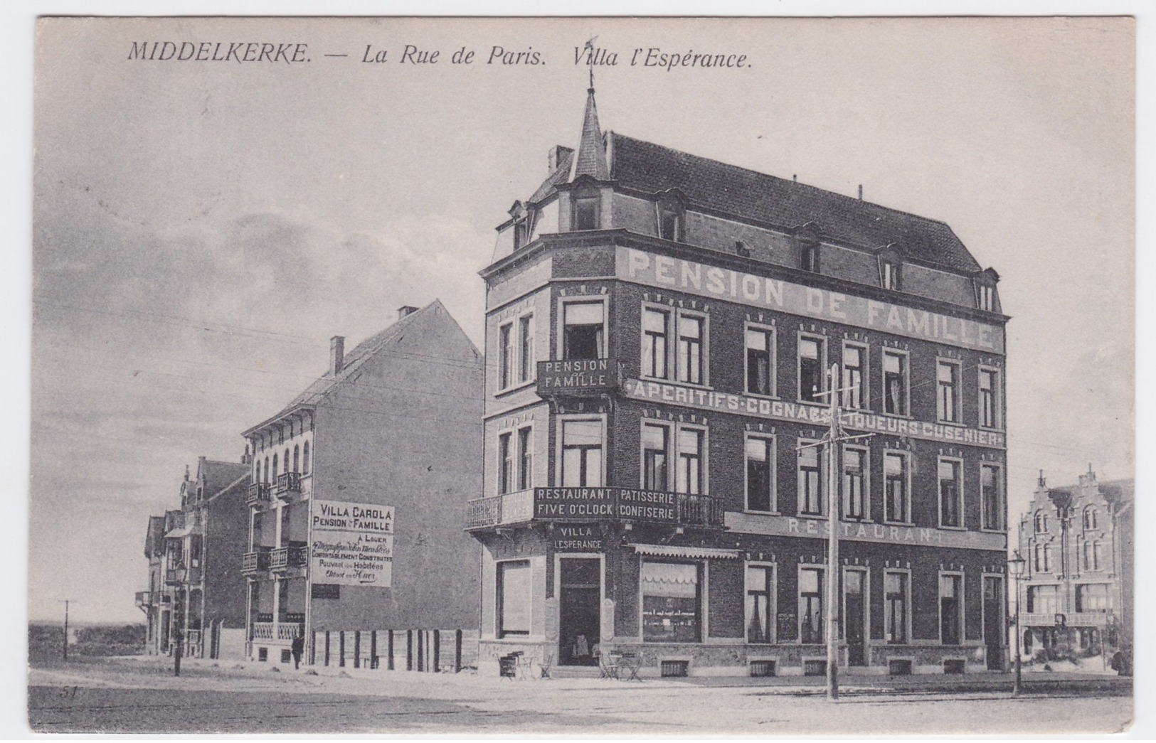 Middelkerke  Cpa La Rue De Paris Villa L'Espérance  Anno 1908 - Middelkerke