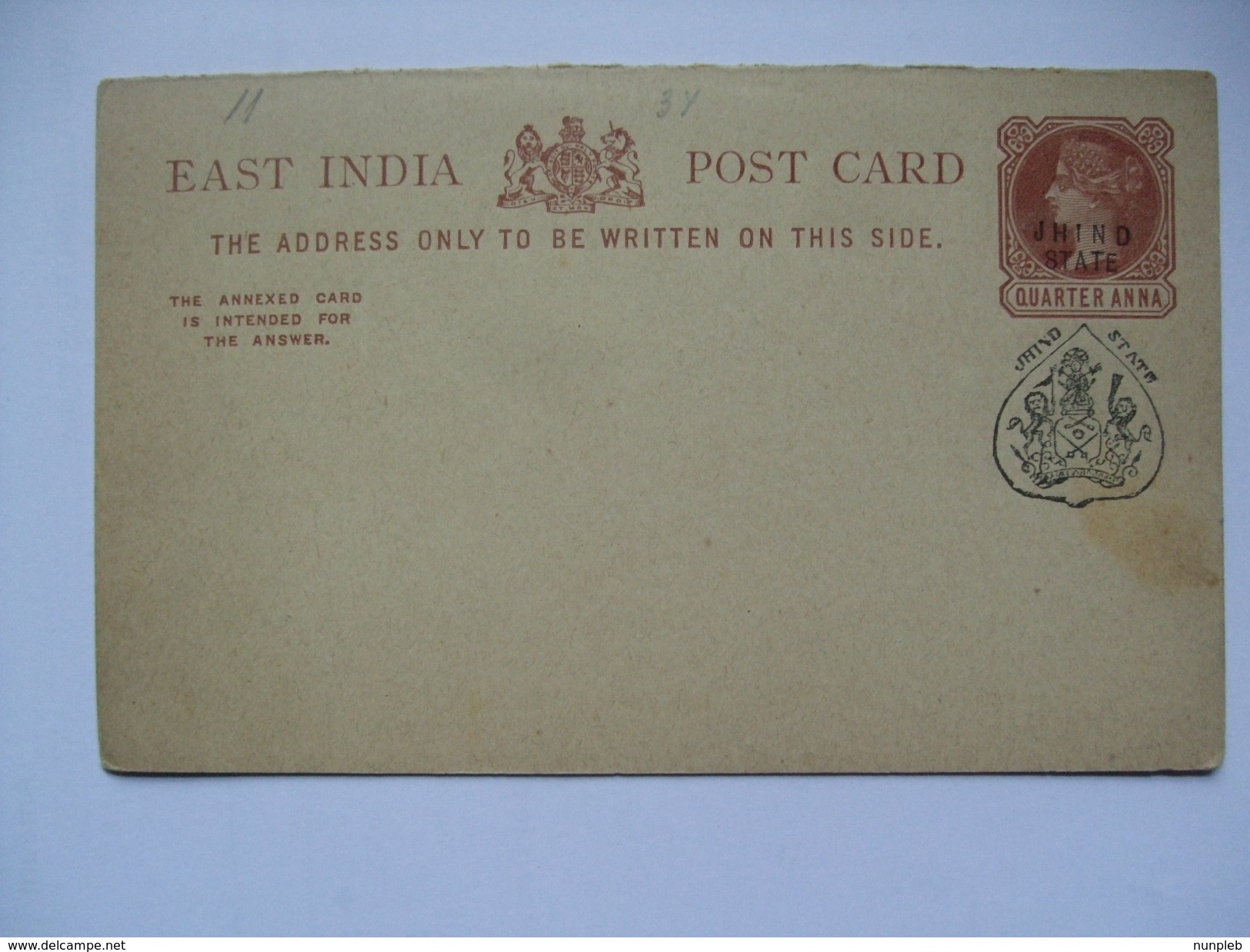 INDIA - Jhind State - Victoria Stationary Postcard Complete With Reply Card - Jhind