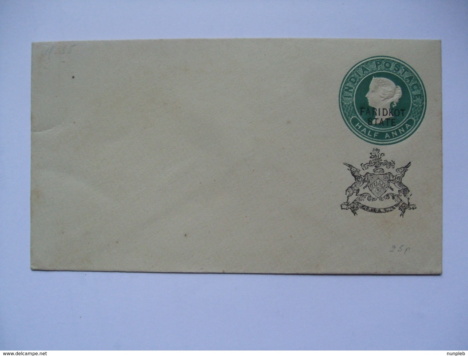 INDIA - Faridkot State - Victoria Stationary Envelope - Faridkot