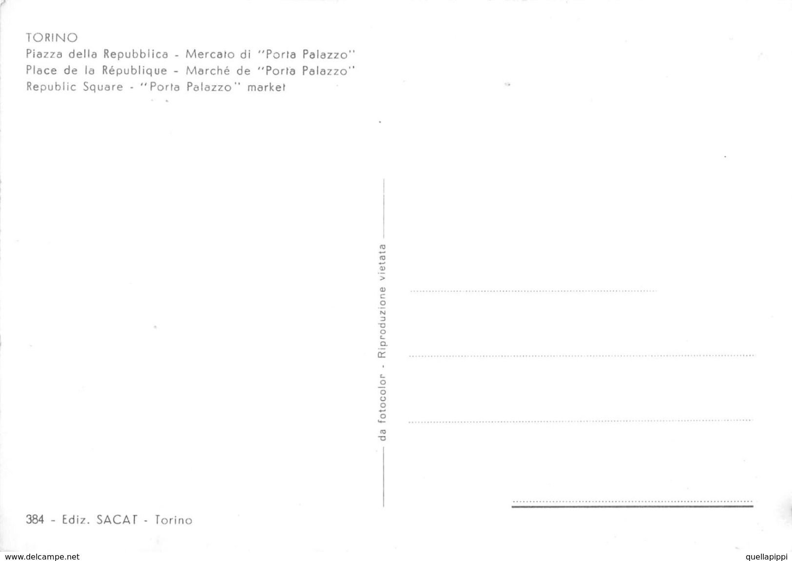 D6986 "TORINO - PIAZZA DELLA REPUBBLICA - MERCATO DI PORTA PALAZZO" ANIMATA, AUTO, S.A.C.A.T. 384  CART NON SPED - Places & Squares