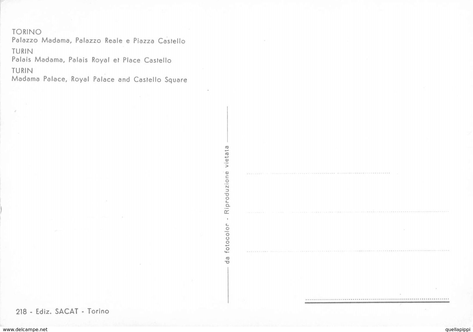 D6989 "TORINO - PIAZZA CASTELLO - PALAZZO REALE - PALAZZO MADAMA"  ANIMATA, BUS, S.A.C.A.T. 218  CART NON SPED - Places & Squares