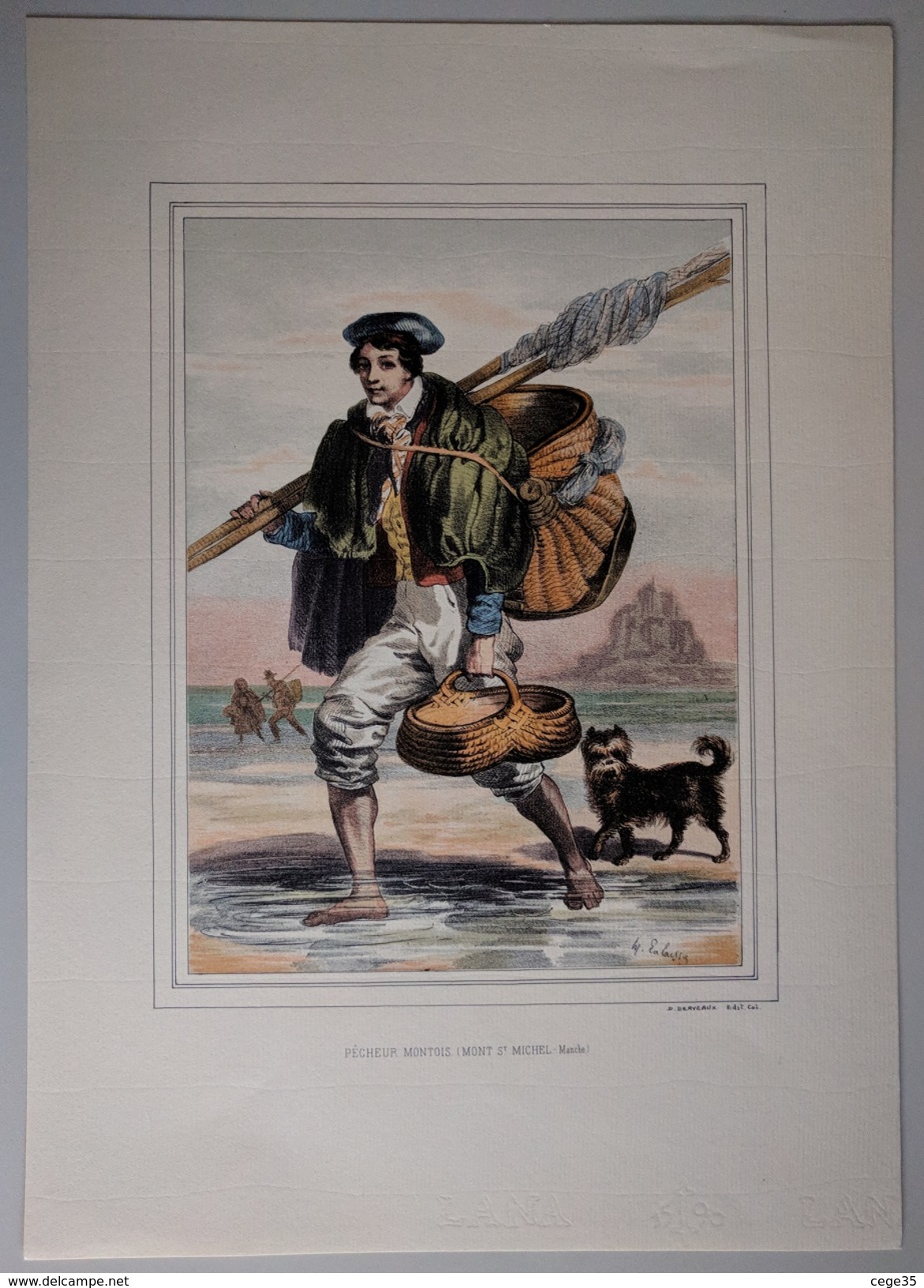 Pêcheur Montois - Mont Saint Michel - Gravure P. H. Lalaisse - 37,5 Cm X 26,5 Cm - - Prints & Engravings