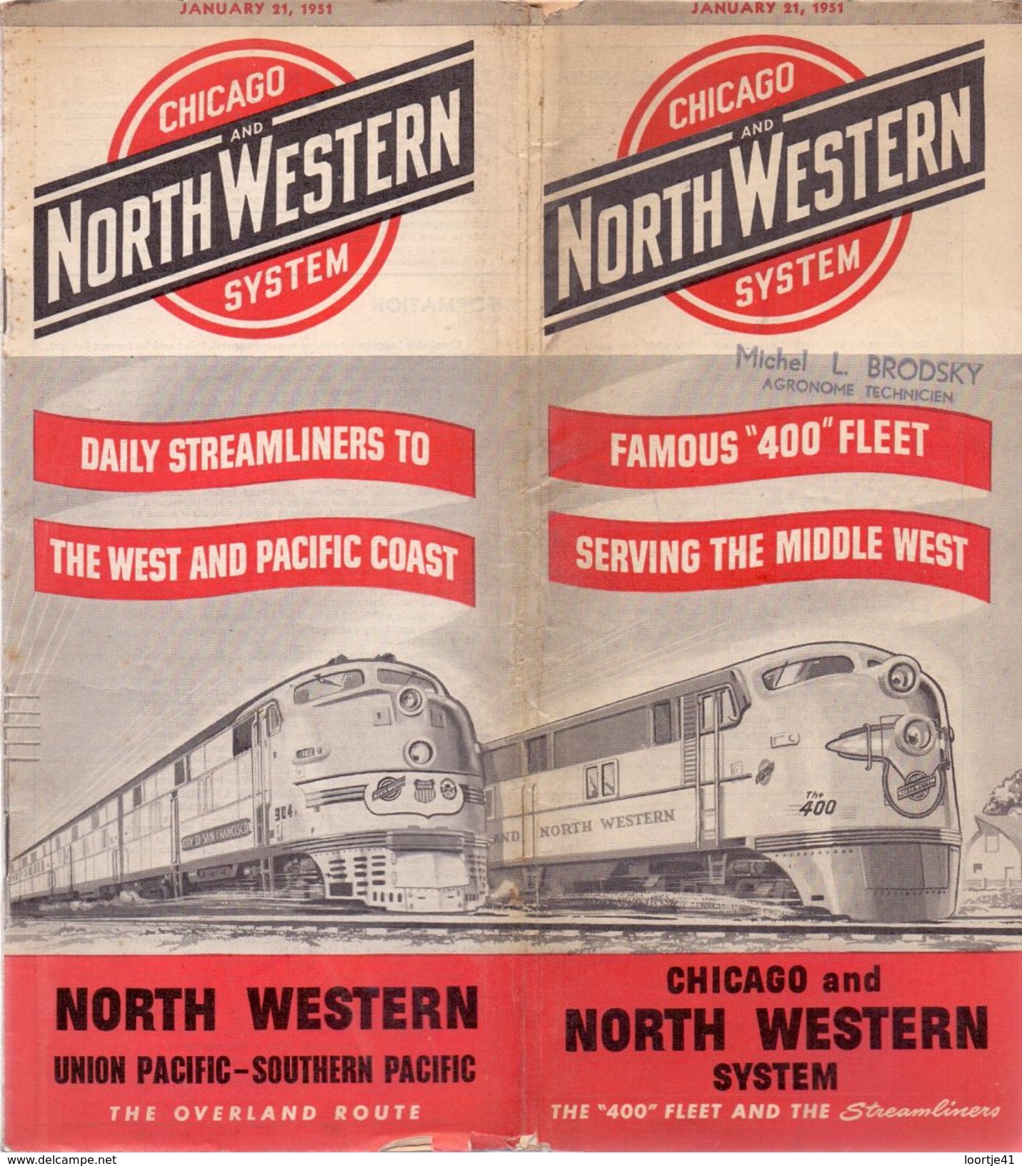 Dienstregeling Horaire Chemins De Fer - Schedules Railways Chicago & North Western System Trains  1951 - Monde