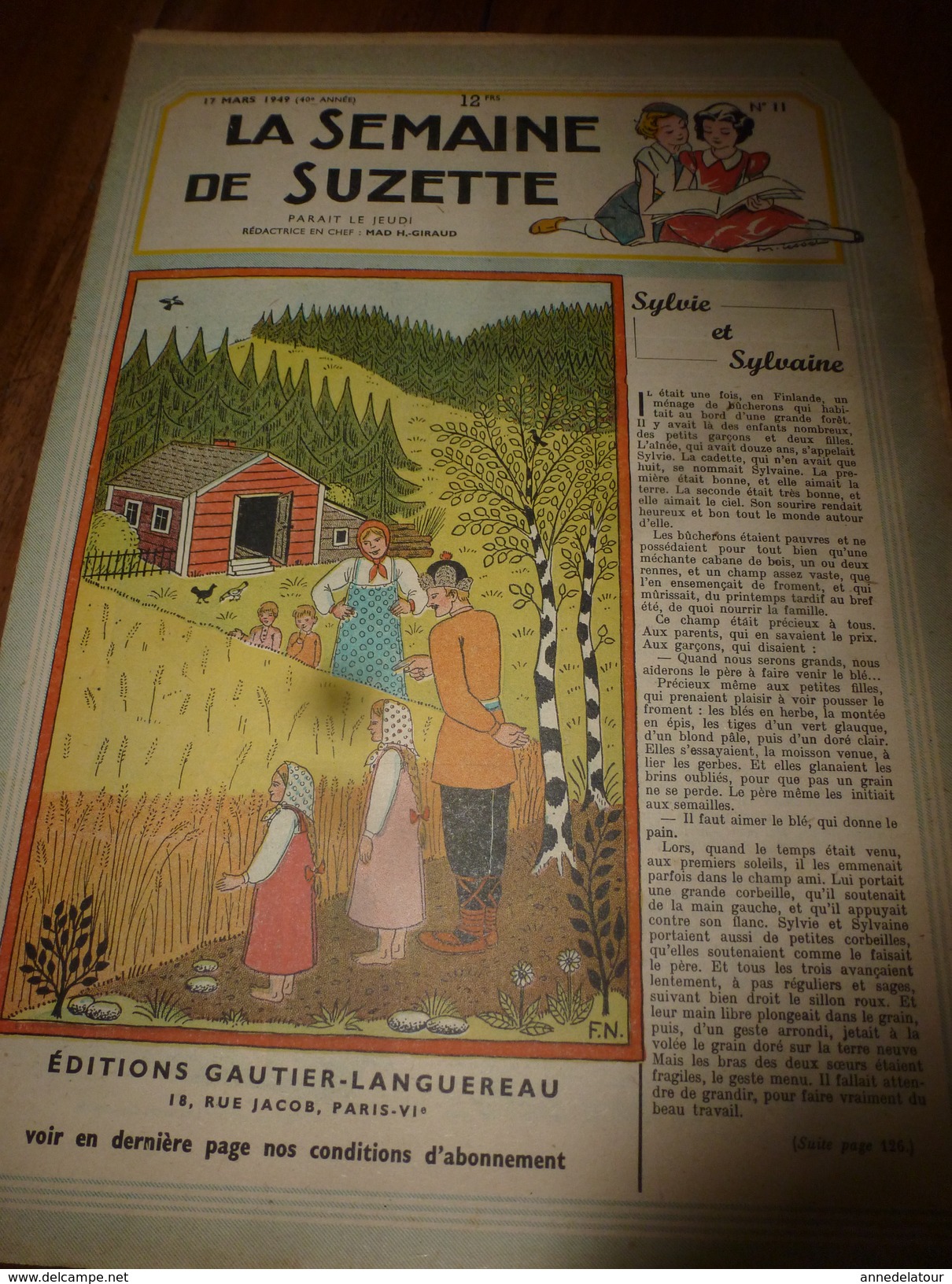 1949 LSDS  (La Semaine De Suzette) : Sylvie Et Sylvaine ,filles D'un Bûcheron En Finlande; Etc - La Semaine De Suzette