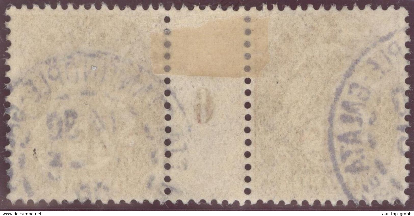 Franz. Kolonien Levante 1908-05-01 Constantinopel Mi#1+ZS+11 Bogennummer 6 Gestempelt Zwischensteg - Oblitérés