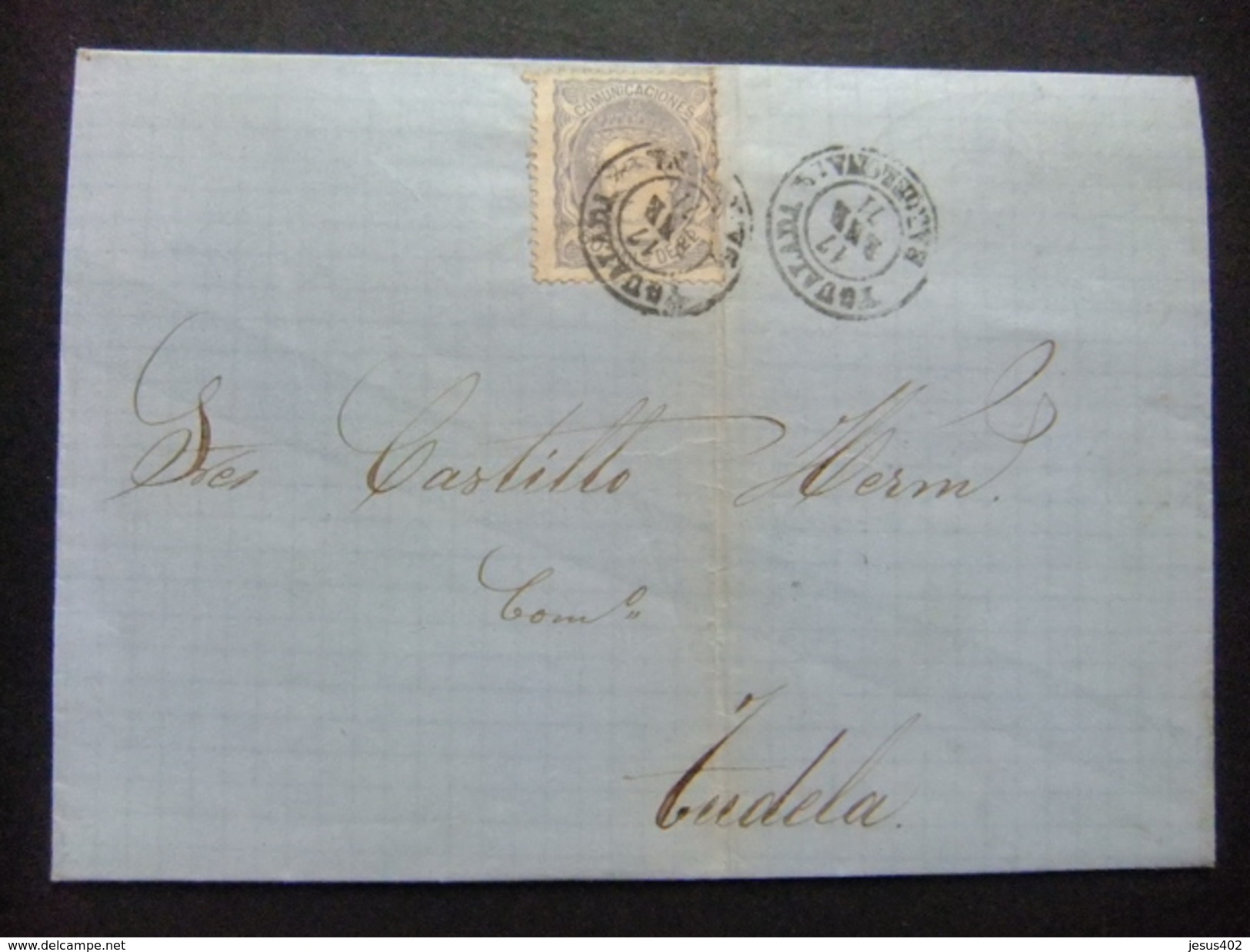 ESPAÑA ESPAGNE Carta Circulada 17/1/1871 De Igualada A Tudela Edifil N 107 - Cartas & Documentos