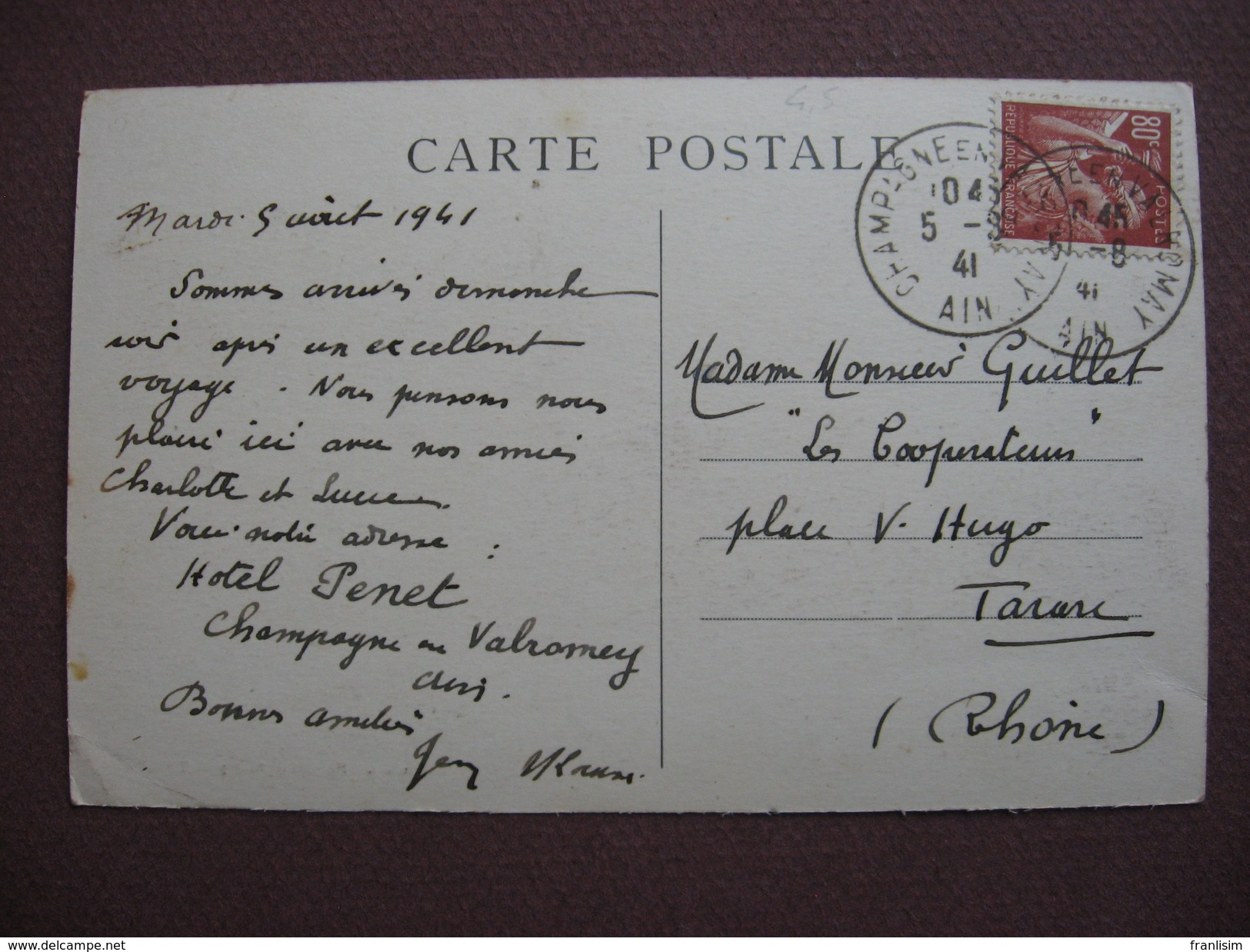 CPA 01 CHAMPAGNE EN VALROMEY Rue ANIMEE  1941 Canton HAUTEVILLE LOMPNES - Unclassified