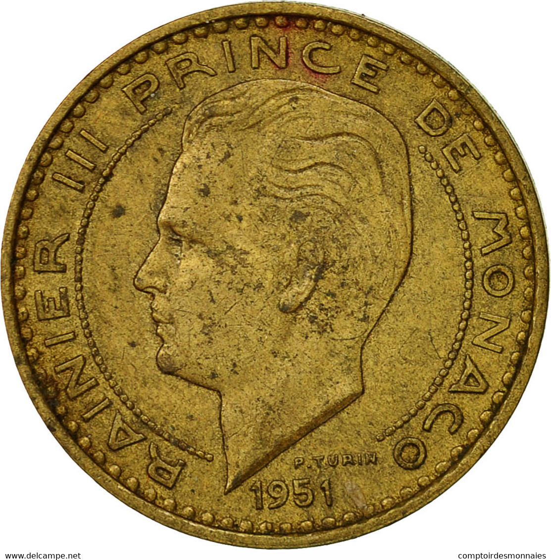 Monnaie, Monaco, Rainier III, 20 Francs, Vingt, 1951, TTB, Aluminum-Bronze - 1949-1956 Francos Antiguos