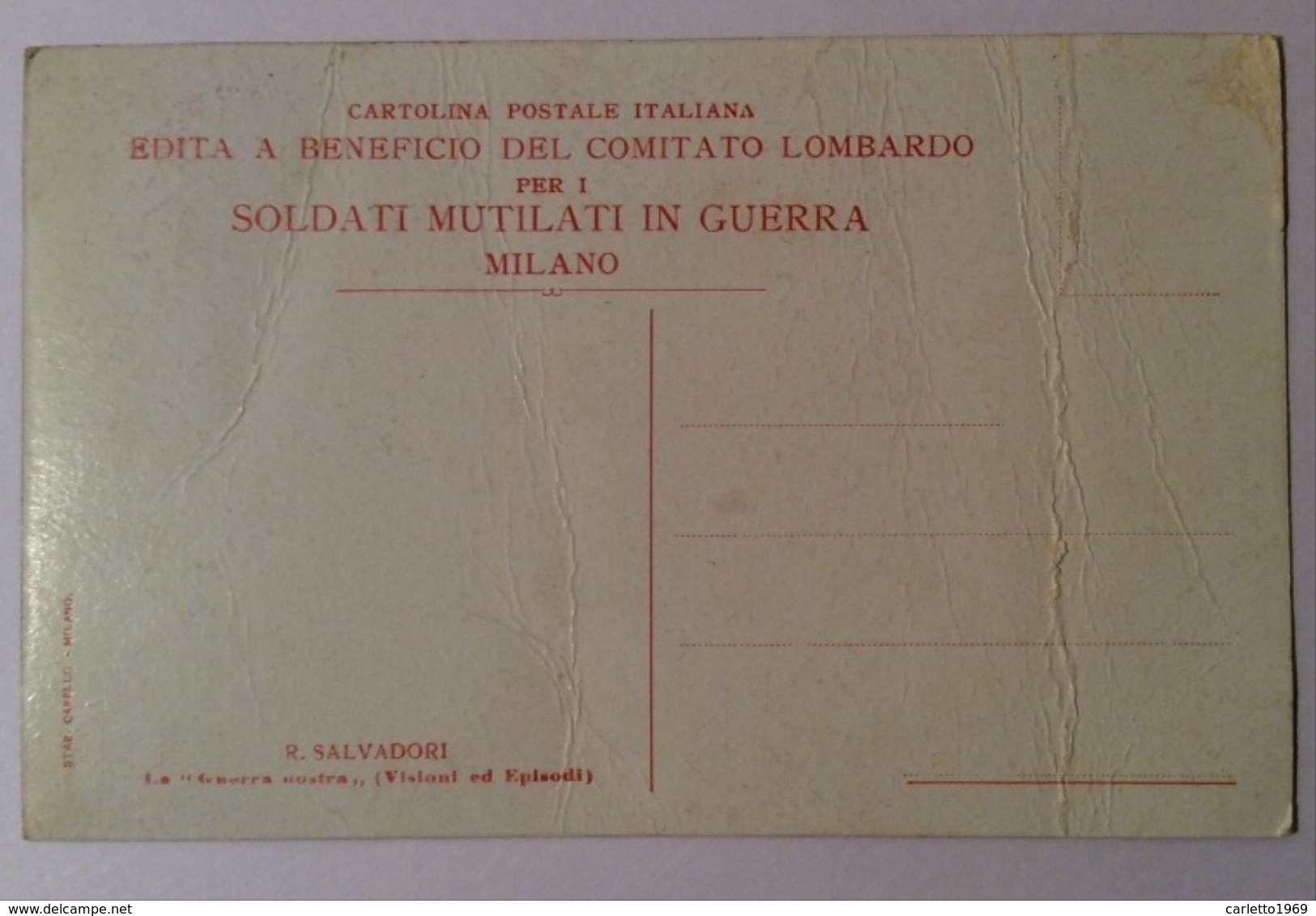 Cartolina Illustrata R. Salvadori Per I Mutilati Di Guerra Non Viaggiata F.p. - Patrióticos