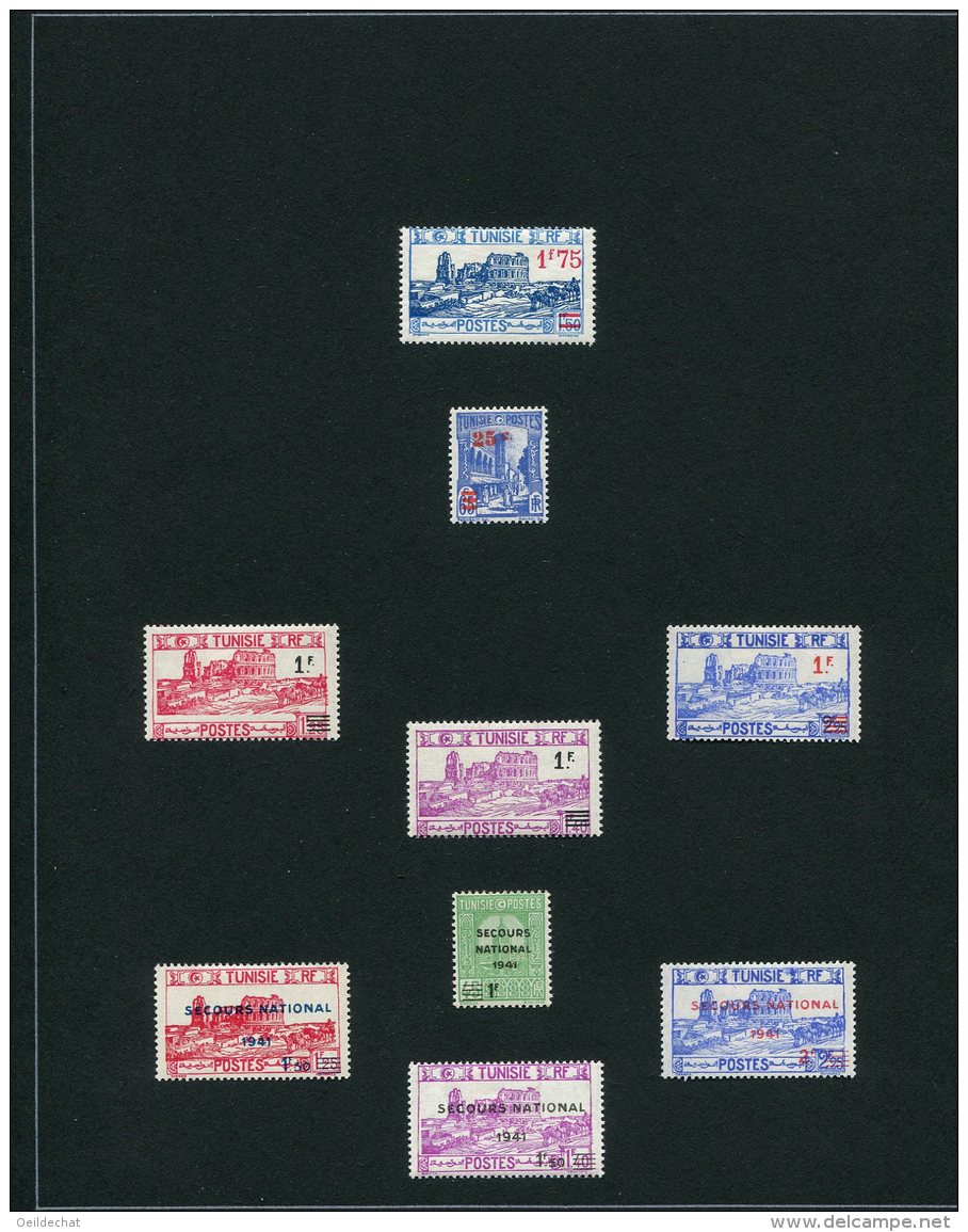 5383   TUNISIE   Collection*    1937-41   N°184, 205, 224/30     TTB - Collections