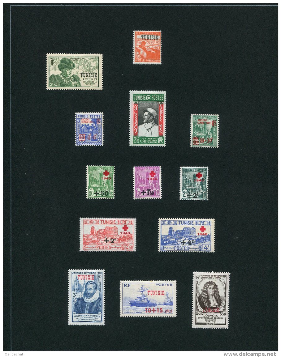 5389  TUNISIE   Collection*    1945- 47    N°299, 301/12  TTB - Collections