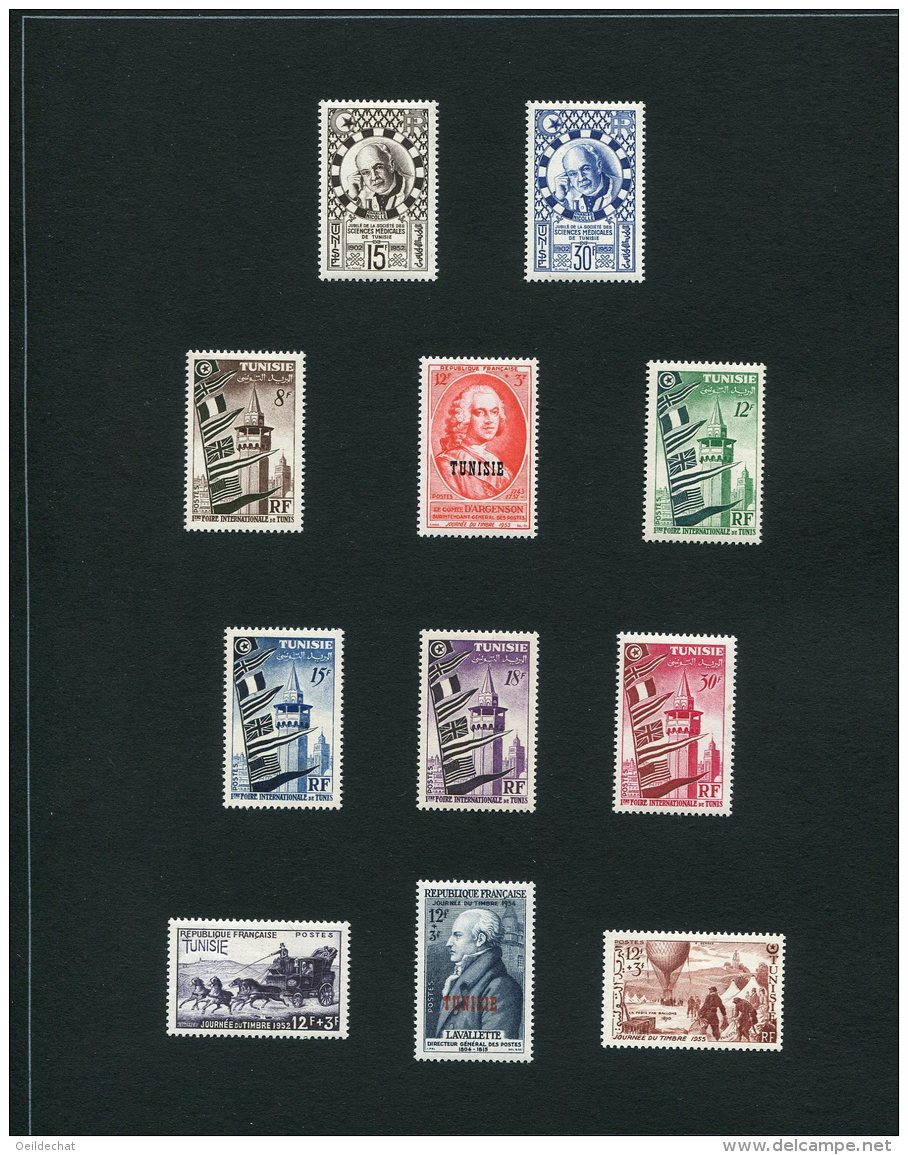 5394  TUNISIE   Collection*    1952-55   N°353, 356/7, 359/65, 388    TTB - Colecciones