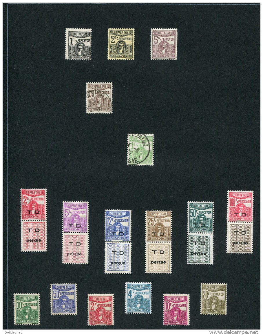 5396  TUNISIE   Collection*/°    1923-50   Taxe  37/39, 42, 47, 54/64  TTB - Colecciones