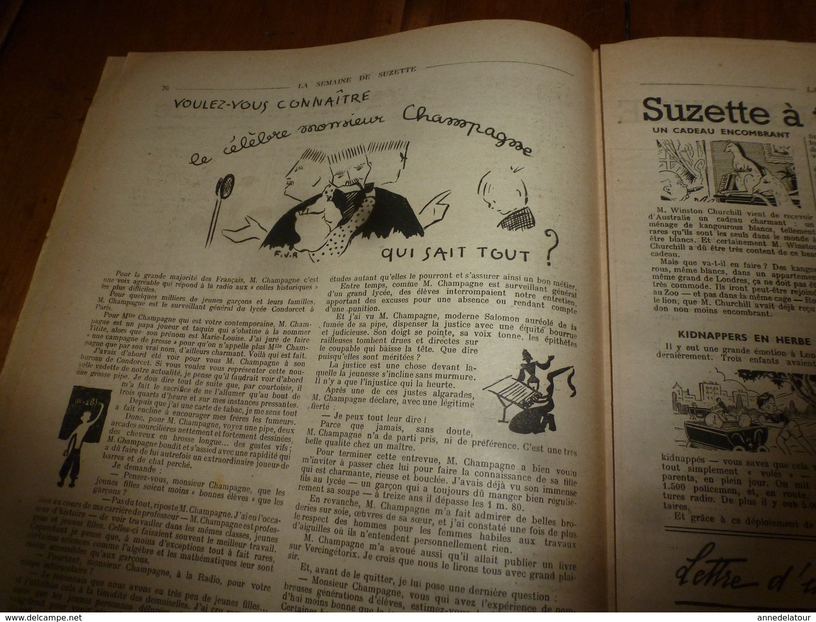 1946 LSDS  (La Semaine De Suzette) : Le Célèbre Mr CHAMPAGNE Qui Sait Tout; La Vengeance Des Arbres ; Etc - La Semaine De Suzette