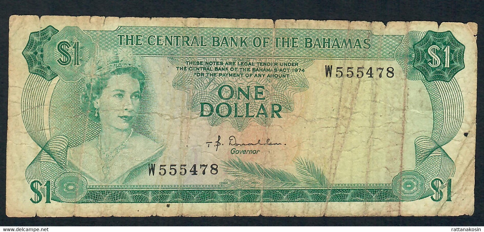 BAHAMAS P35a 1 DOLLAR 1974  #W       FINE - Bahamas