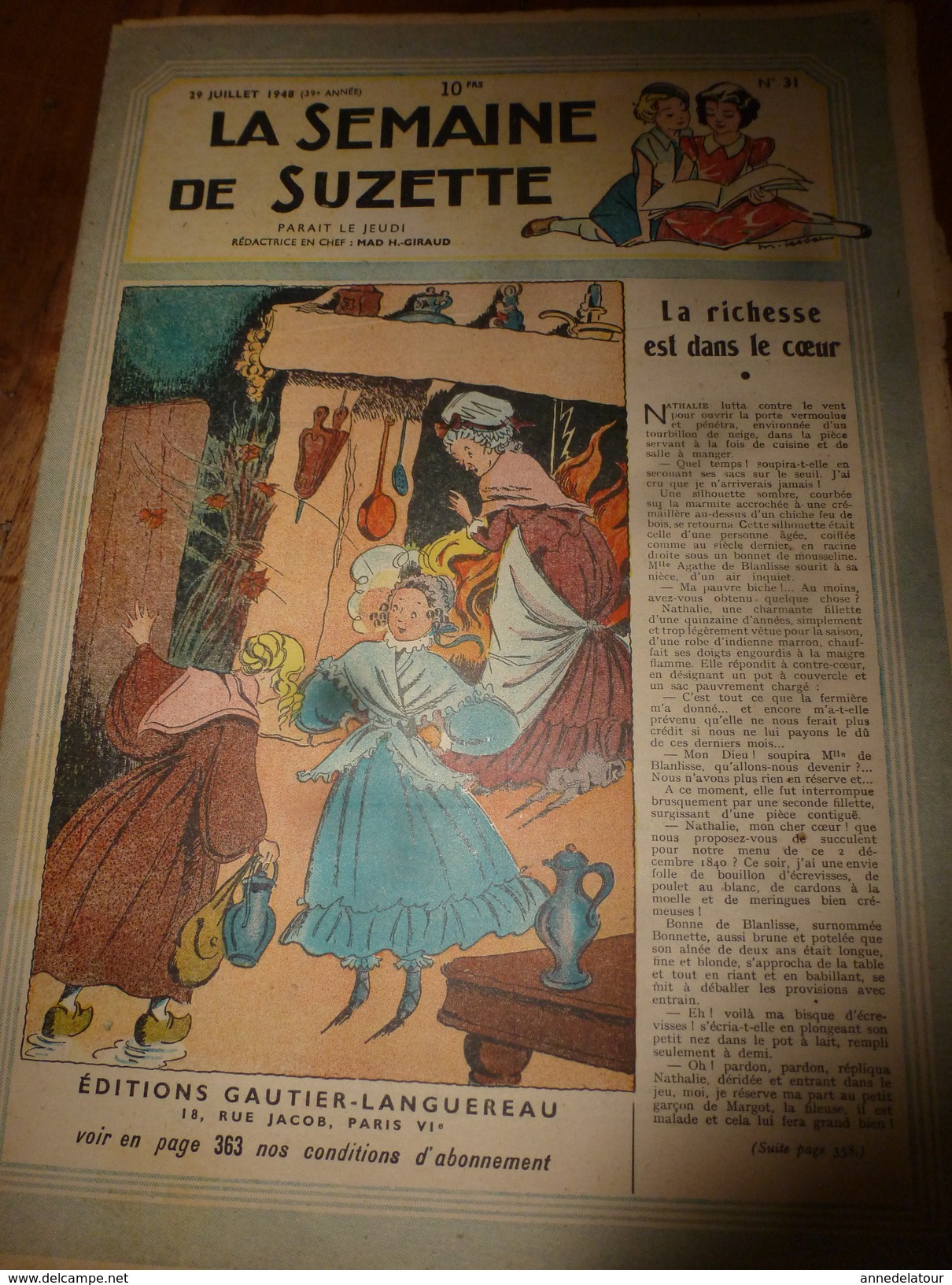 1948 LSDS  :La  RICHESSE EST DANS LE COEUR ; Etc - La Semaine De Suzette