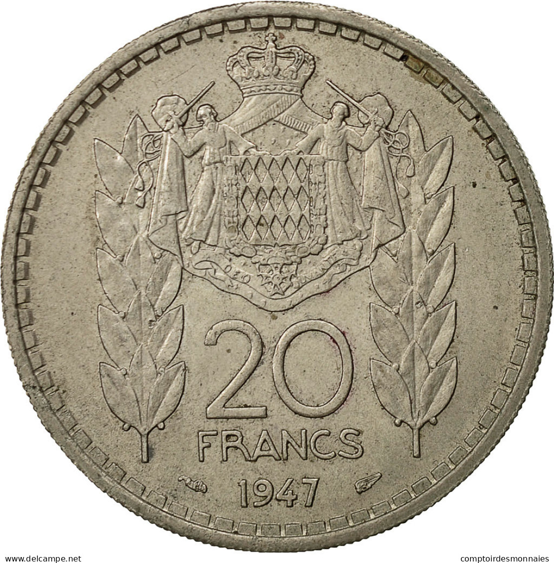 Monnaie, Monaco, Louis II, 20 Francs, Vingt, 1947, Poissy, TTB, Copper-nickel - 1922-1949 Louis II