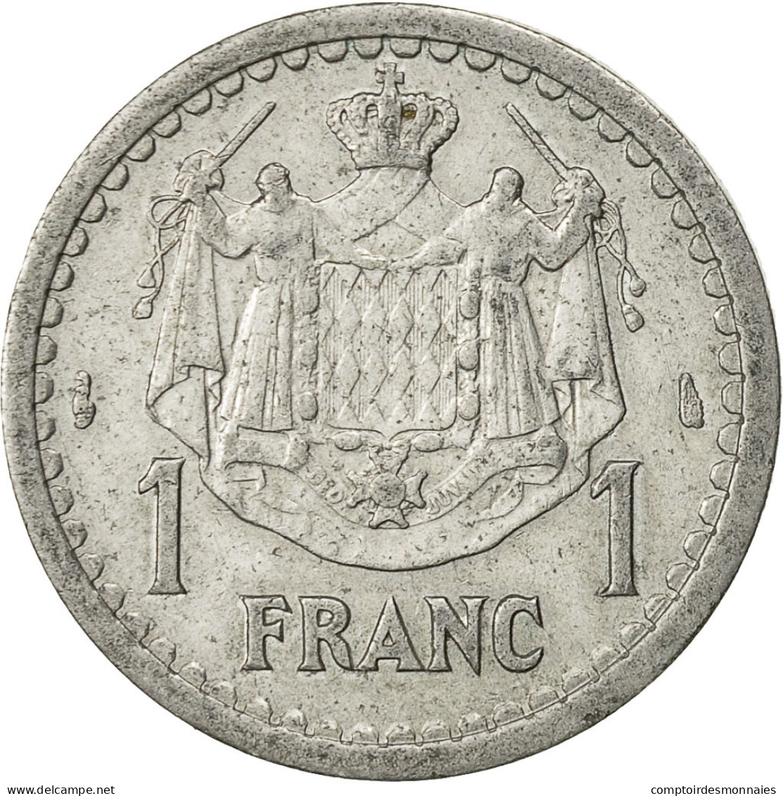 Monnaie, Monaco, Louis II, Franc, Undated (1943), Poissy, TTB, Aluminium - 1922-1949 Louis II