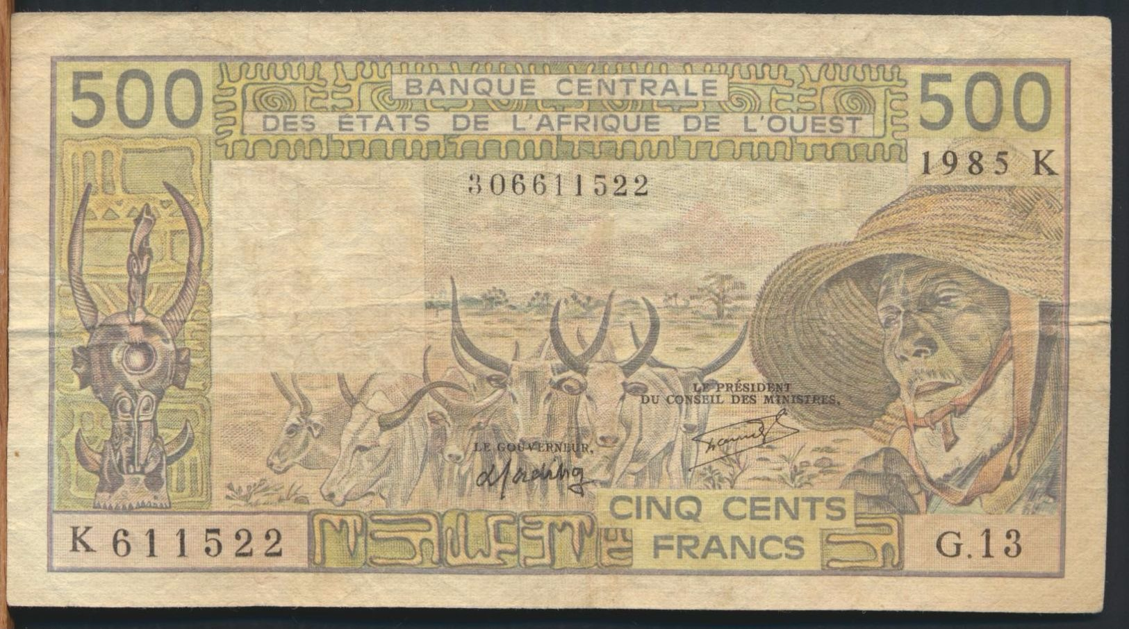 °°° AFRICA OCCIDENTALE OVEST - 500 FRANCS 1985 °°° - Stati Dell'Africa Occidentale