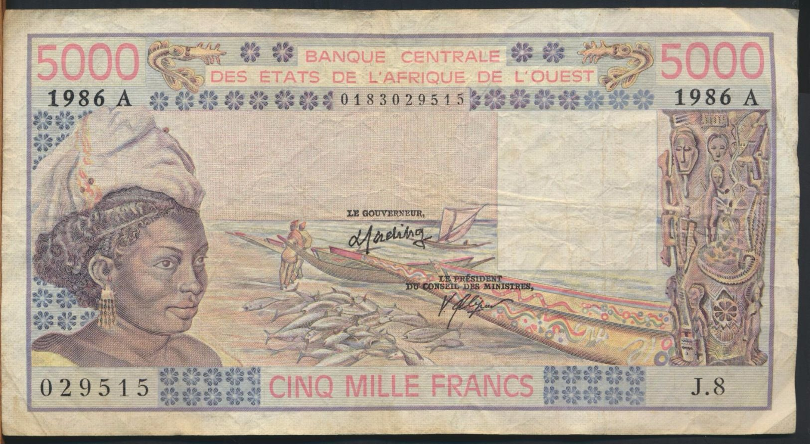 °°° AFRICA OCCIDENTALE OVEST - 5000 FRANCS 1986 °°° - Stati Dell'Africa Occidentale