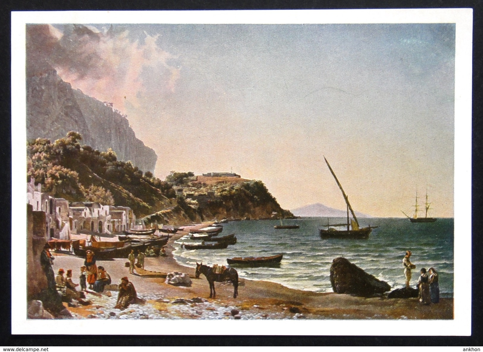 300570 SHCHEDRIN ~ Sorrento Italy Ship Boat Sea Horse ~ Russian Art Vintage Postcard 1930 GTG # 70 - Schilderijen