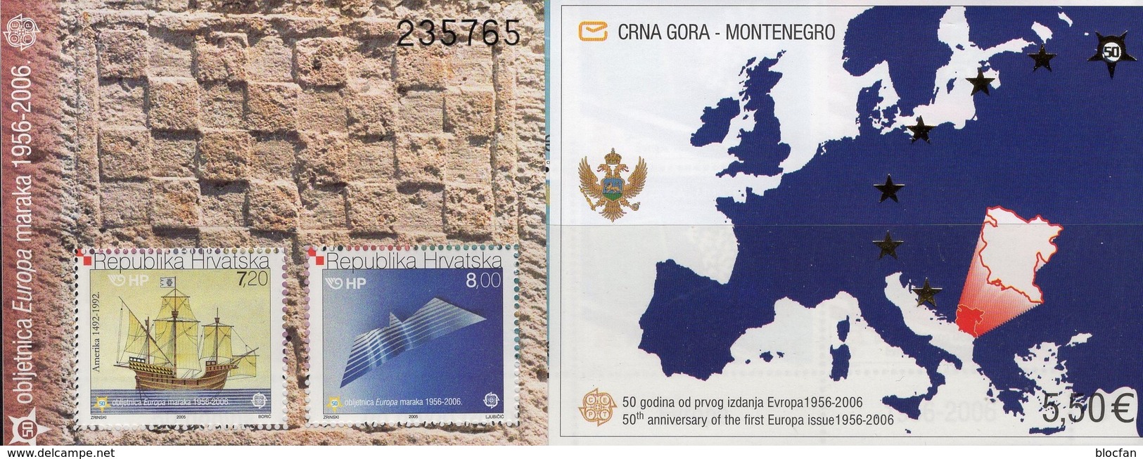CEPT 2006 HRVATSKA 734/5 KB,Block 27+Montenegro 108/1 KB,Bl.3 ** 228€ Blocs Hb History M/s Sheetlets S/s Bf EUROPA - Croatia