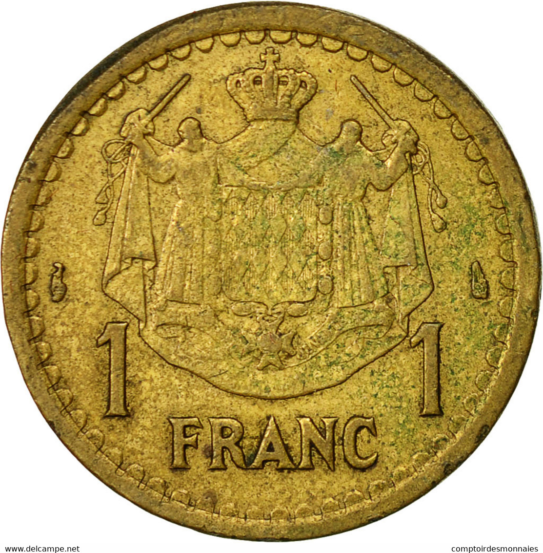 Monnaie, Monaco, Louis II, Franc, Undated (1943), Poissy, TTB, Aluminum-Bronze - 1922-1949 Louis II