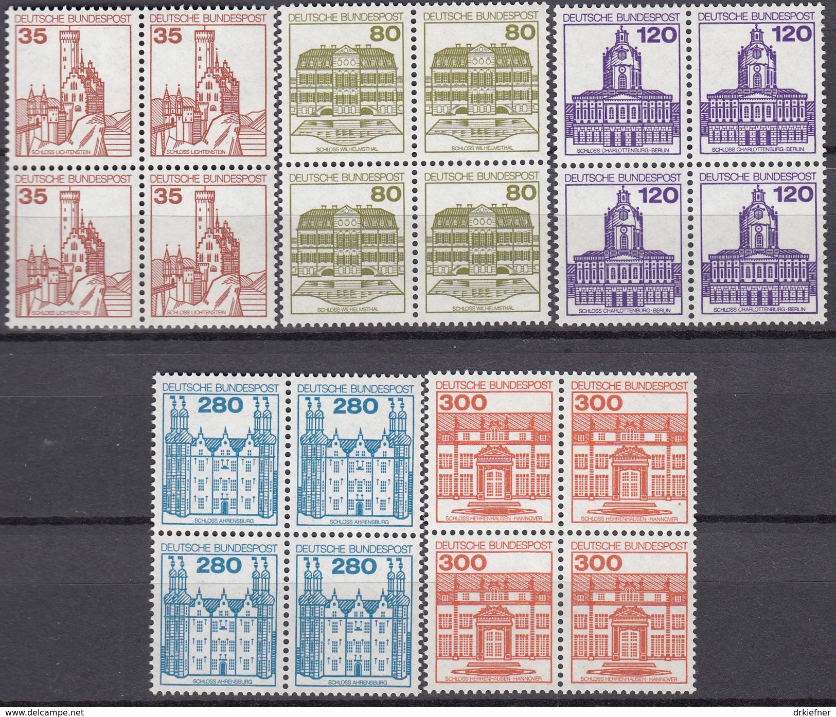 BRD 1139-1143, Viererblock, Postfrisch **, Burgen Und Schlösser 1982 - Roulettes