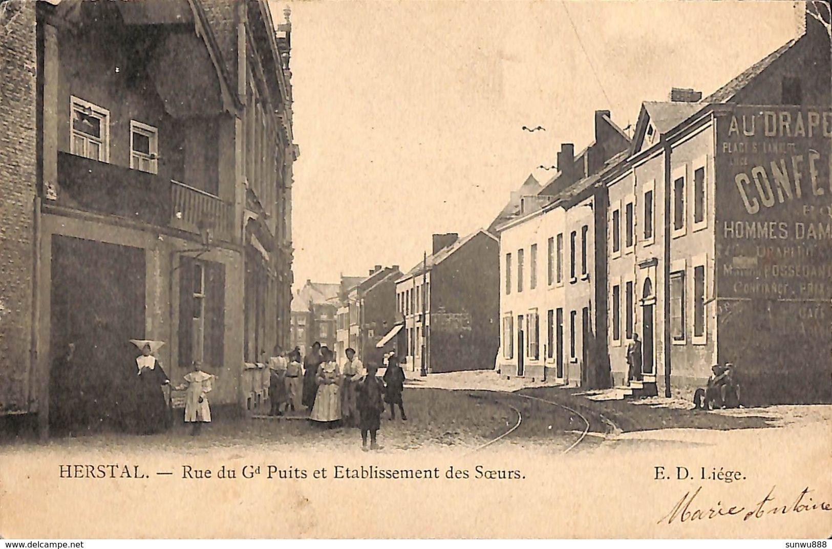 Herstal - Rue Du Gd Puits Et Etablissement Des Soeurs (ED Liège, Animée, 1906) - Herstal