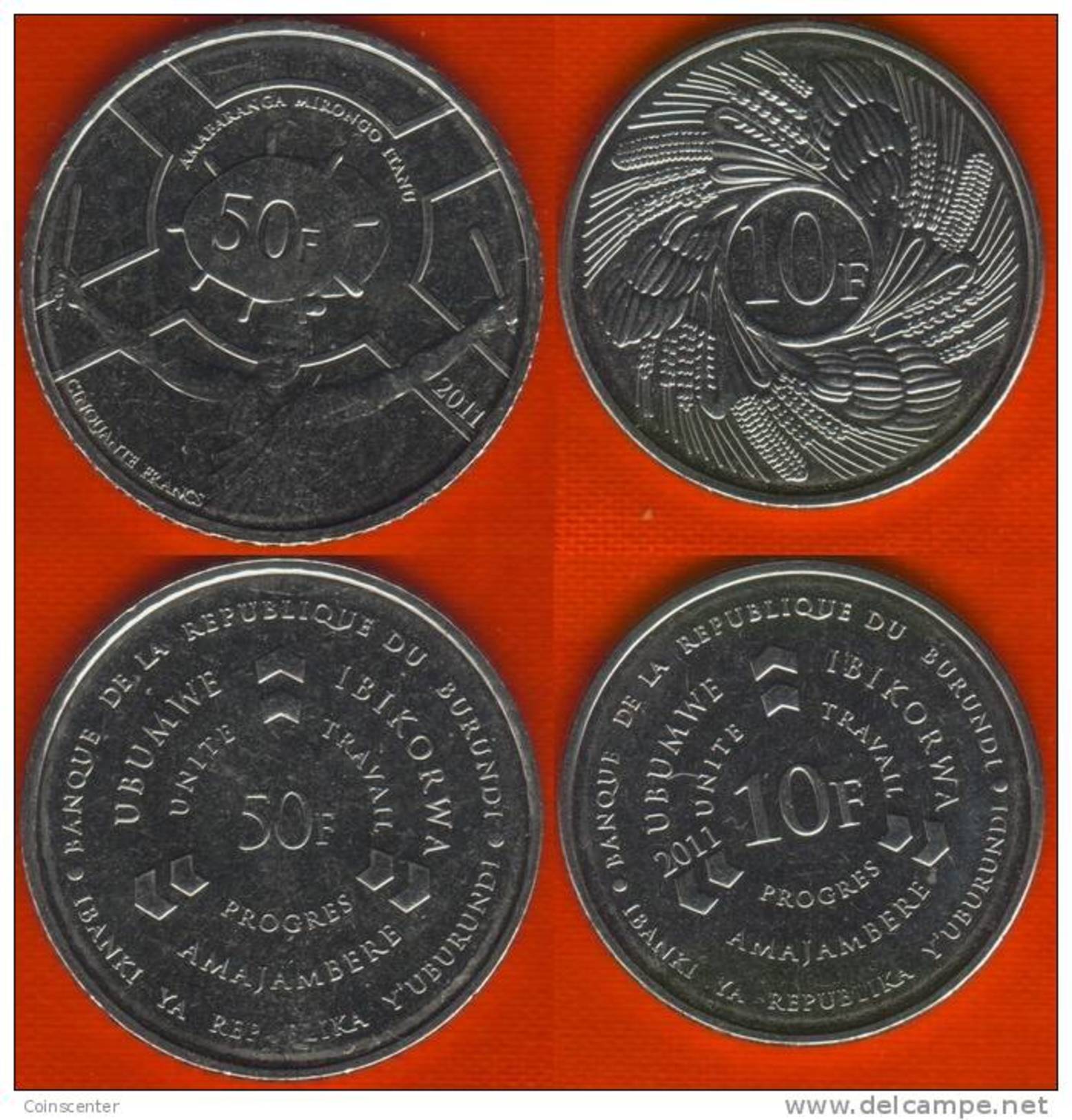 Burundi 10 + 50 Francs 2011 UNC - Burundi