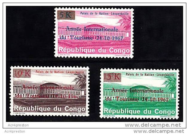 A1110 CONGO 1968, SG 647-9 International Tourism Year, Set Of 3 MNH - Mint/hinged