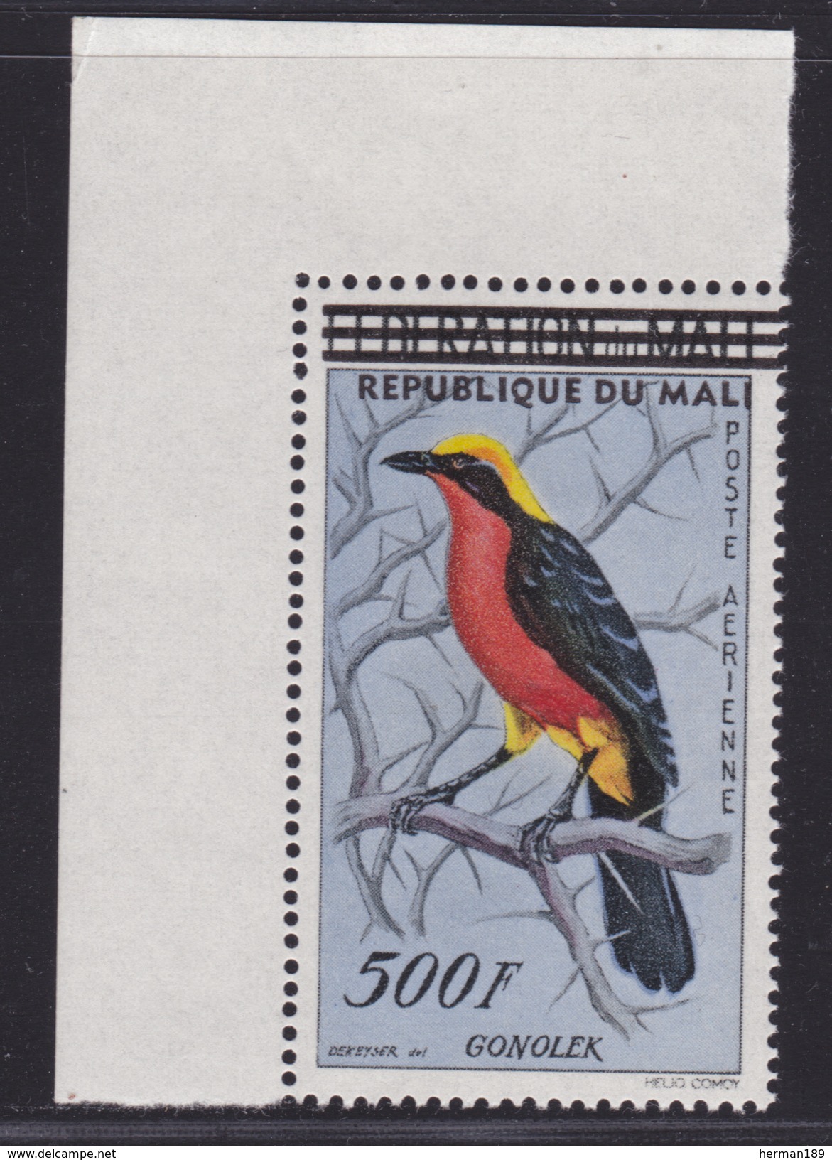 MALI AERIENS N°    8 ** MNH Neuf Sans Charnière, TB (D2200) Timbre Surchargé, Oiseau Gonolek - 1961 - Mali (1959-...)