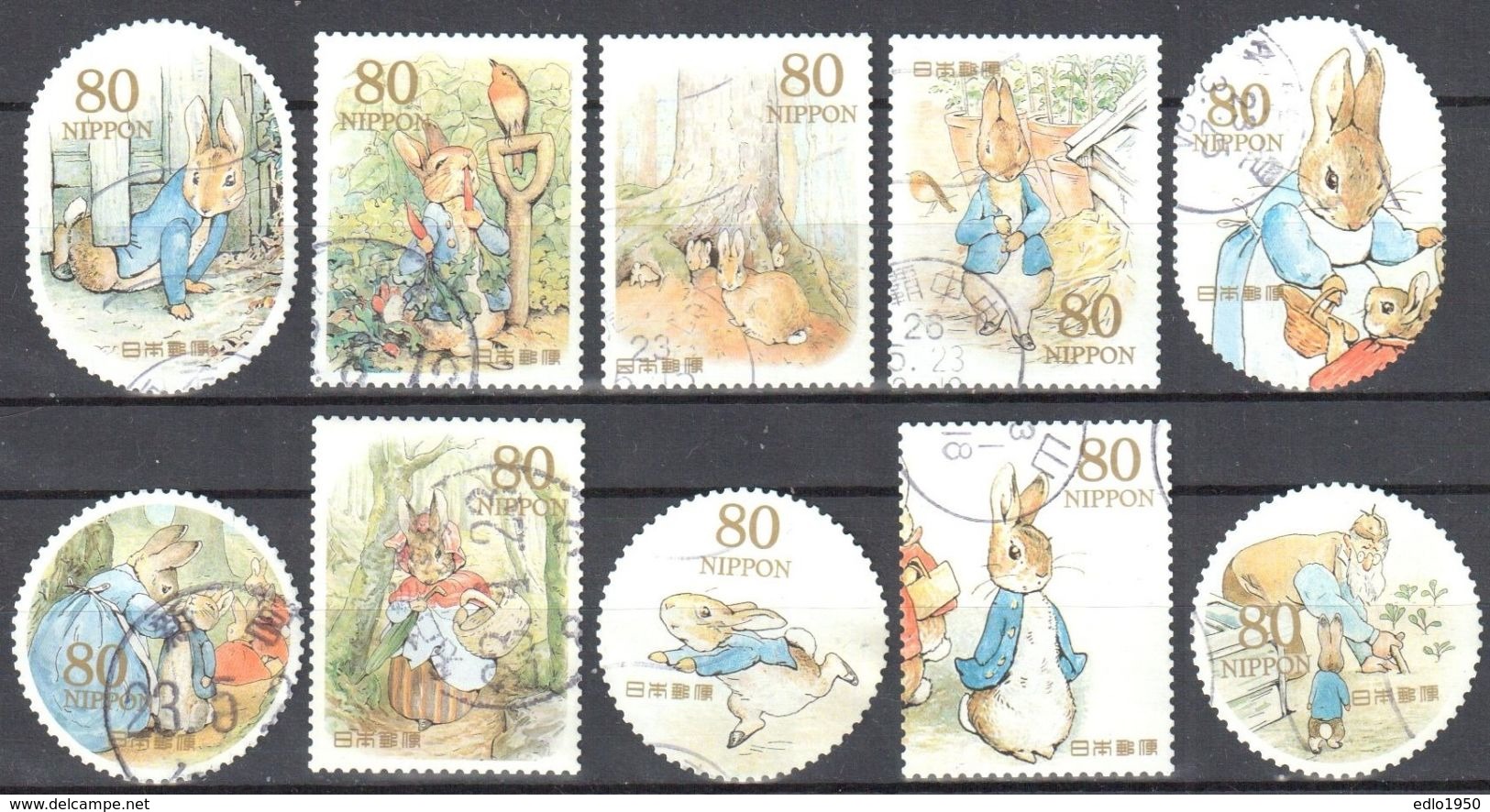 Japan 2011 - Peter Rabbit- Mi.5586-95 - Used - Gebraucht