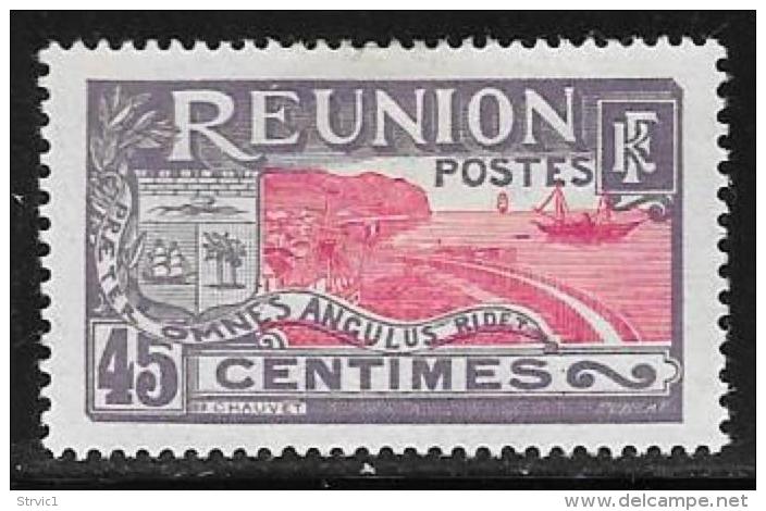 Reunion, Scott # 82 Mint Hinged Arms, St. Denis View, 1928 - Unused Stamps