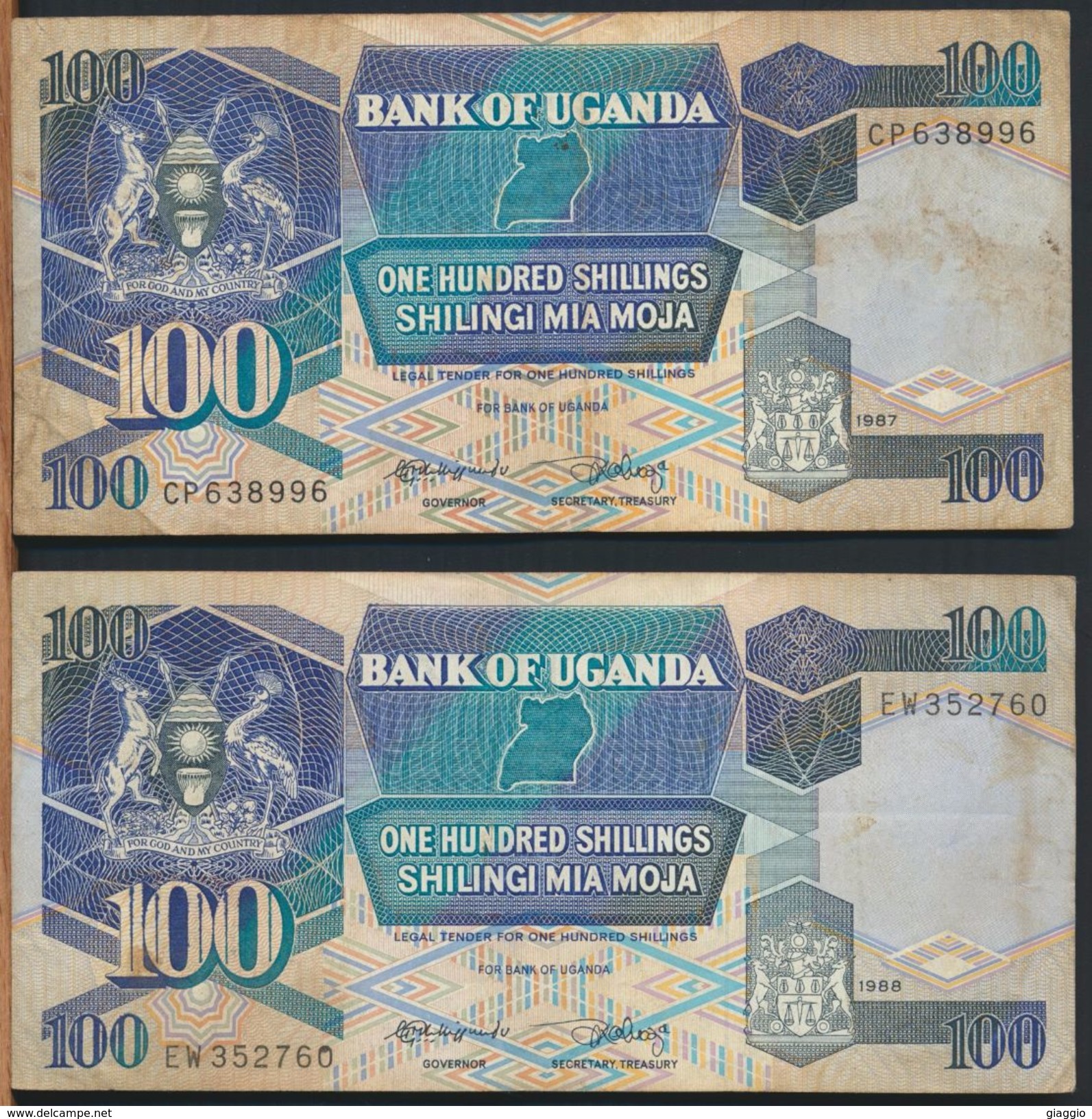 °°° UGANDA - 100 SHILLINGS 1987/1988 °°° - Uganda