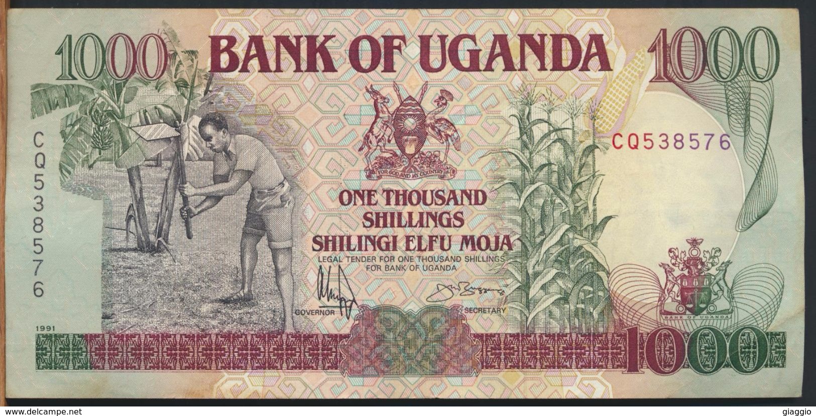 °°° UGANDA - 1000 SHILLINGS 1991 °°° - Oeganda