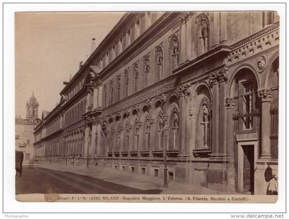 Italie Milan Milano Ospedale Maggiore Hopital Ancienne Photo 1890 - Old (before 1900)